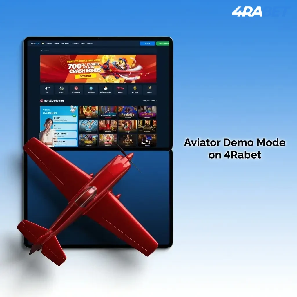 4Rabet Aviator demo mode interface showing risk-free practice with virtual credits and auto cash-out features