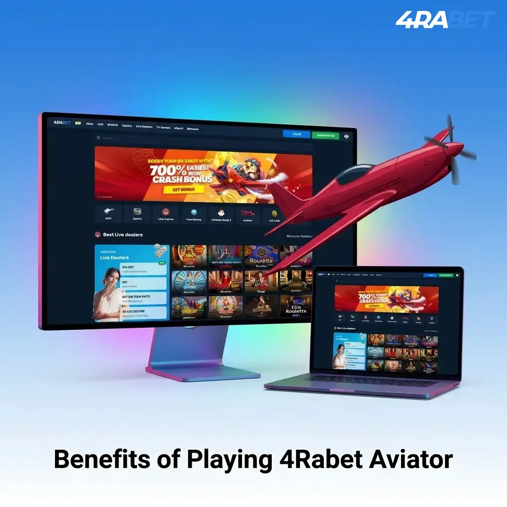 Benefits of playing 4Rabet Aviator including 700% bonus, 97% RTP, provably fair gameplay, and UPI deposits