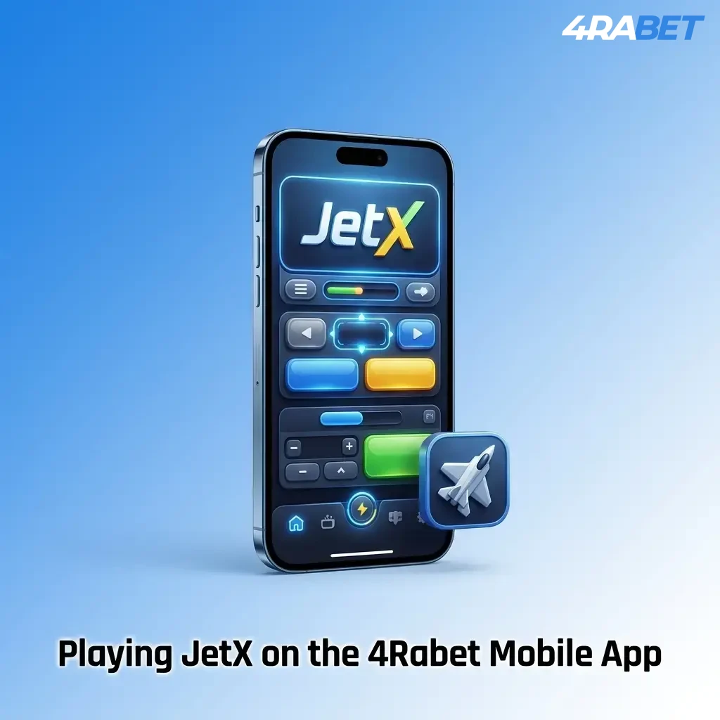 4Rabet mobile app displaying JetX game on Android and iOS devices with full betting functionality