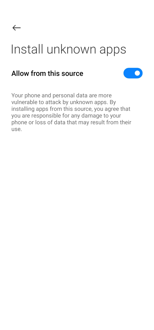 Permit Android security installation settings to run the 4Rabet App setup.